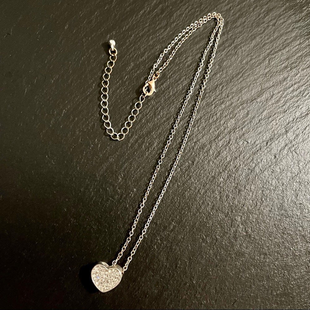 Floating Heart Rhinestone Pendant Necklace